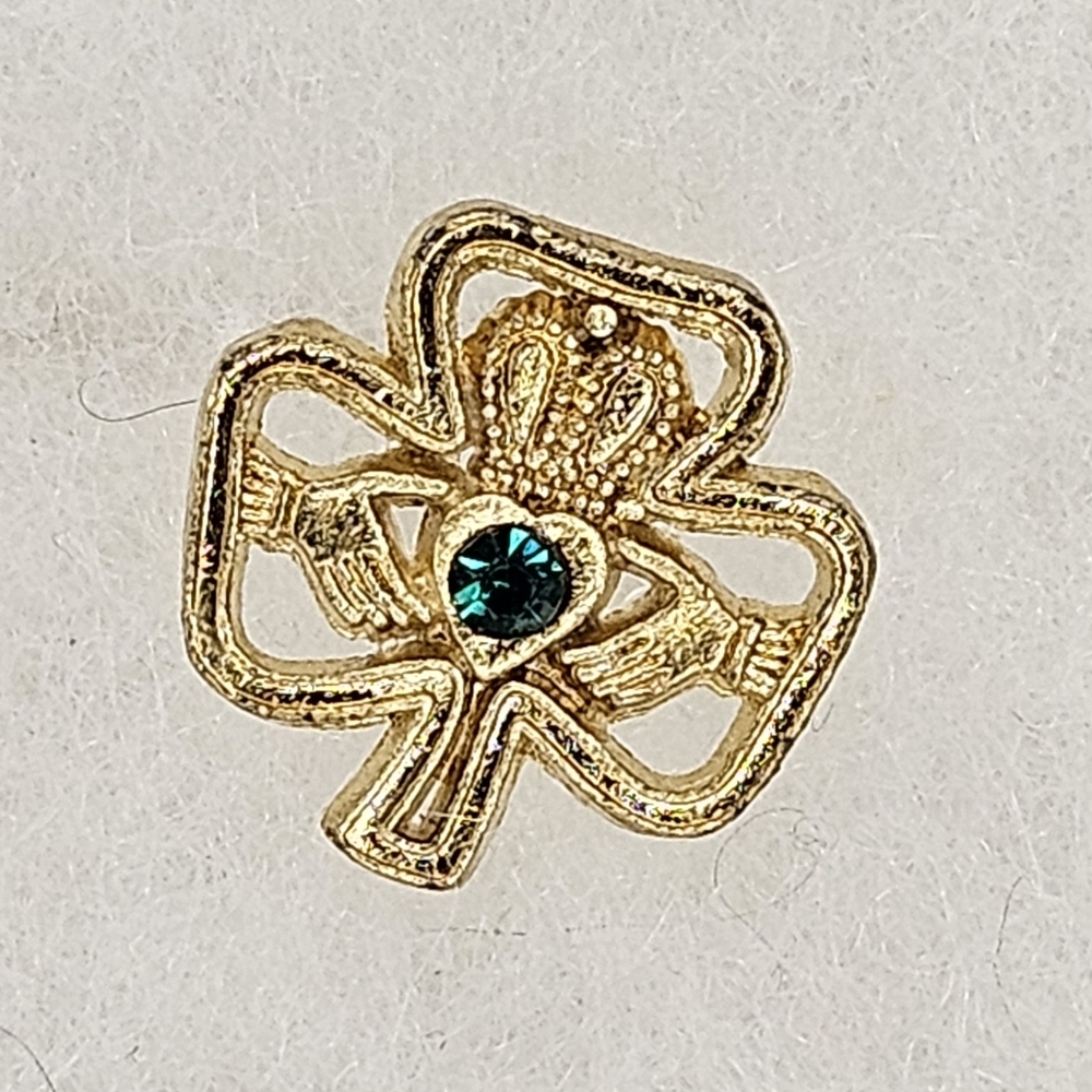 Oldstock Irish Celtic Claddagh Shamrock Lapel Pin